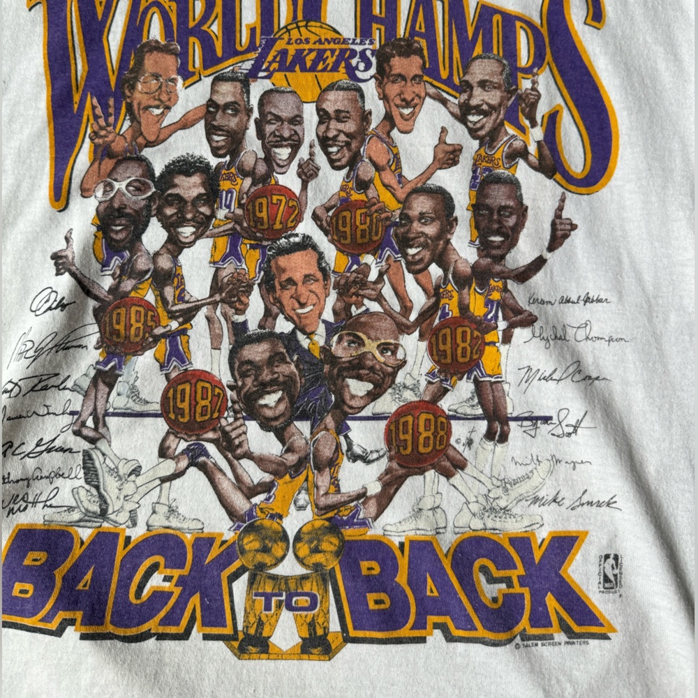 VINTAGE NBA SHOWTIME LAKERS TEE 1987/1988 - SIZE LARGE - Picture 2 of 4